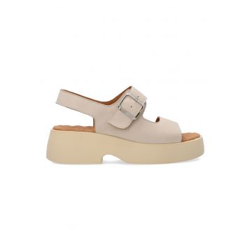 Sandale demi-wedge din piele
