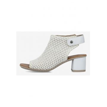 Sandale din material textil cu toc