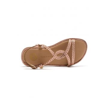. Sandale din piele cu barete impletite Suffield - Auriu rose