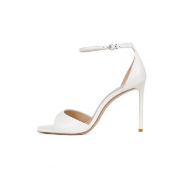 Sandale din piele cu toc stiletto - Alb