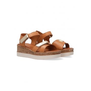 sandale din piele cu wedge