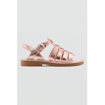 Sandale din piele ecologica cu barete multiple - Auriu rose