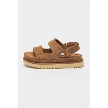 Sandale din piele intoarsa cu velcro Goldenstar - Maro