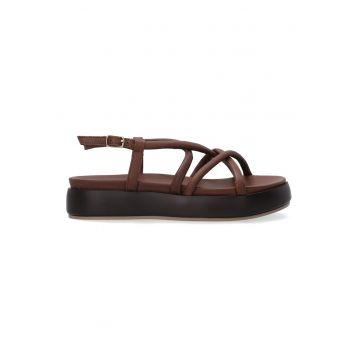 Sandale flatform de piele cu barete