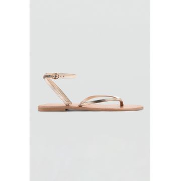 Sandale flatform din piele - Auriu rose