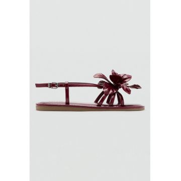 Sandale flatform din piele ecologica - Visiniu