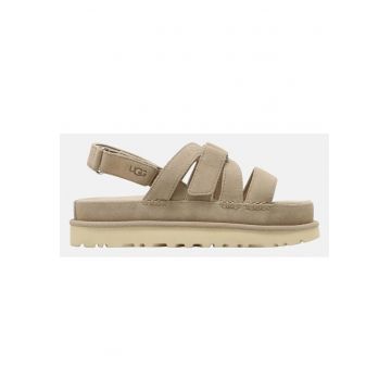 Sandale flatform din piele intoarsa Goldenstar Gleam
