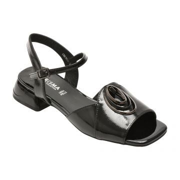 Sandale KARISMA negre, VA60004, din piele naturala lacuita