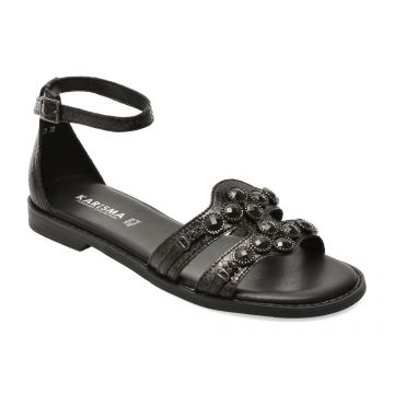 Sandale KARISMA negre, VA60023, din piele naturala