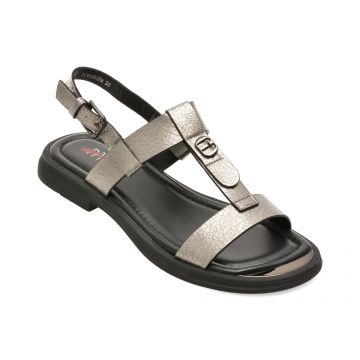 Sandale PASS COLLECTION argintii, WC60002, din piele naturala