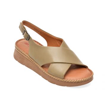 Sandale PASS COLLECTION kaki, KL60020, din piele naturala