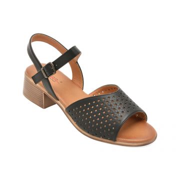 Sandale PASS COLLECTION negre, W160028, din piele naturala