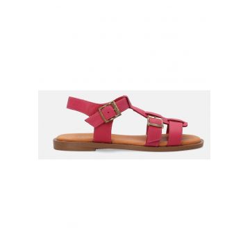 Sandale plate din piele cu barete