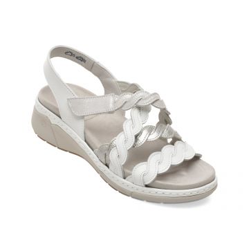 Sandale SUAVE albe, 18005, din piele naturala