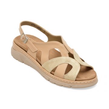 Sandale SUAVE bej, 12503, din piele naturala
