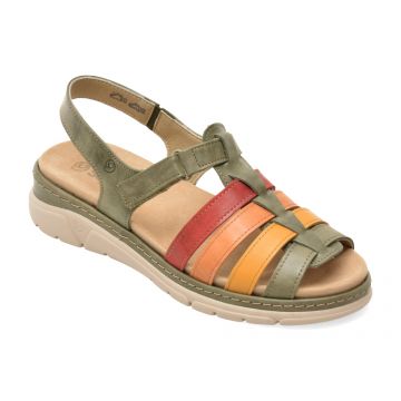 Sandale SUAVE kaki, 12516, din piele naturala