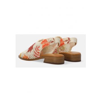Sandale textile cu imprimeu frunze