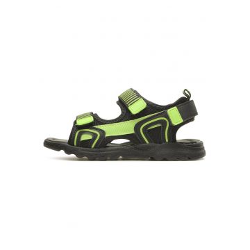 Sandale copii -  piele ecologica - verde negru - sistem inchidere Velcro -