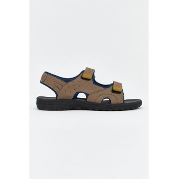 Sandale cu banda dubla cu velcro Steps - Maro deschis