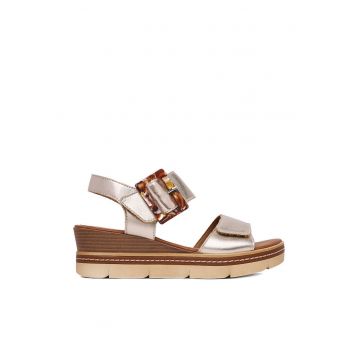 Sandale dama  auriu - piele naturala - platforma - inchidere velcro - Auriu