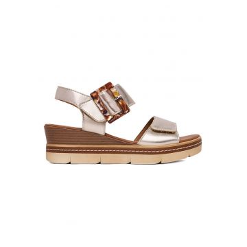 Sandale dama  auriu - piele naturala - sistem inchidere Velcro -