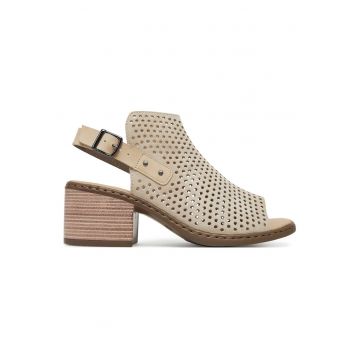 Sandale dama  bej - piele naturala - catarama -