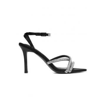 Sandale dama  catarama - negru - textil -