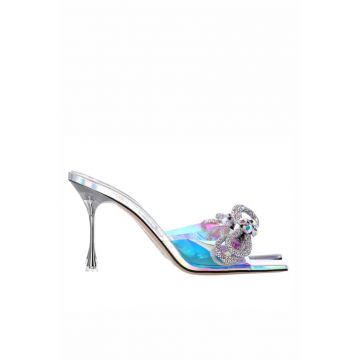 Sandale dama -  Iridescent PVC Crystal Embellished Slide - Multicolor/Argintiu