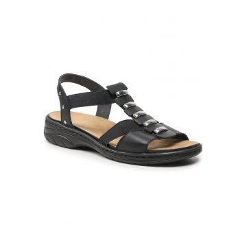 Sandale dama -  piele ecologica - negru -