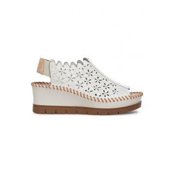Sandale dama -  piele naturala - alb -