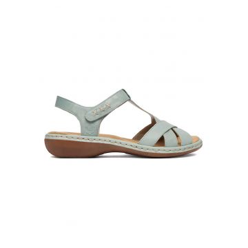 Sandale dama  piele naturala - verde - sistem inchidere Velcro - material interior textil