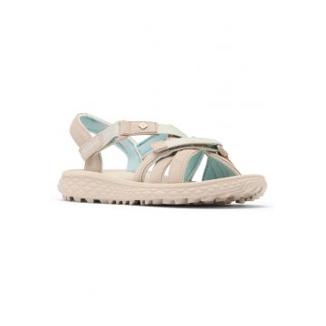 Sandale dama -  textil - bej/albastru - inchidere Velcro