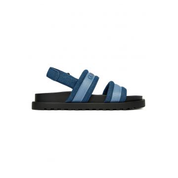 Sandale dama -  velcro - albastru - textil -