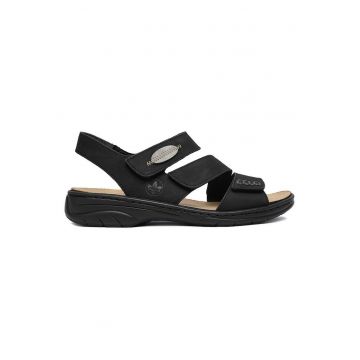 Sandale dama -  velcro - negru - piele naturala -