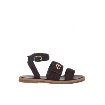 Sandale de piele intoarsa cu barete multiple - Maro