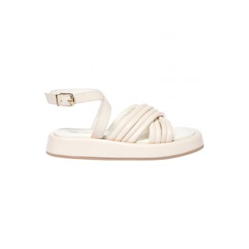 Sandale flatform din piele - Alb murdar