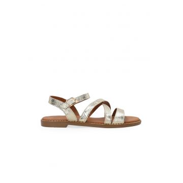 Sandale romane din piele - cu aspect metalizat