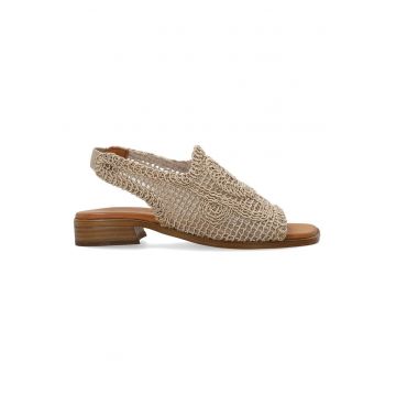 Sandale slingback cu aspect crosetat