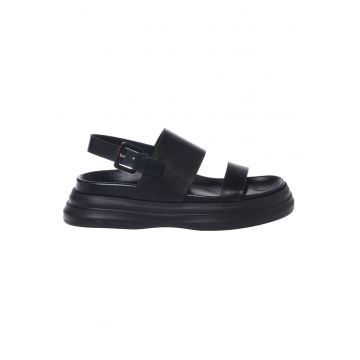 Sandale slingback din piele - Negru