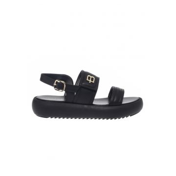 Sandale slingback din piele - Negru