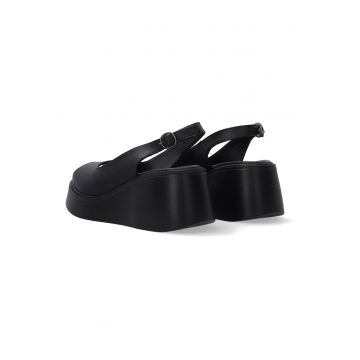 Sandale wedge din piele cu bareta la spate -