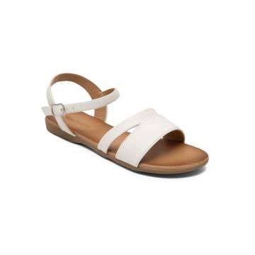 Sandale dama -  alb - sintetic - tocul plat -