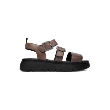 Sandale dama -  catarama - piele naturala - maro -