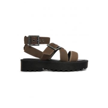 Sandale dama -  catarama - piele naturala - verde -