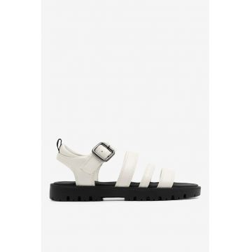 Sandale dama -  CS6082-01 - alb/negru - material sintetic -