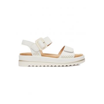 Sandale dama -  piele naturala - alb - sistem inchidere Velcro -