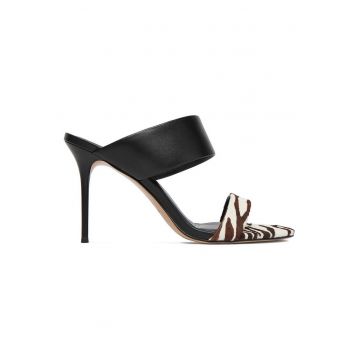 Sandale dama -  piele naturala - elegant - negru - toc subtire