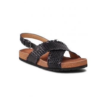 Sandale dama -  piele naturala - negru -