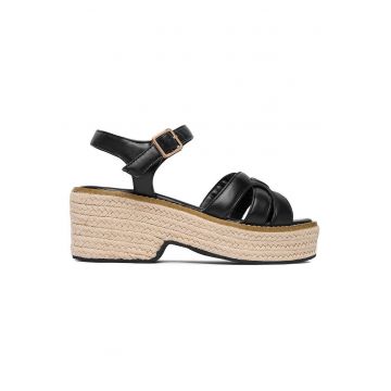Sandale dama -  stil boho - negru - piele ecologica