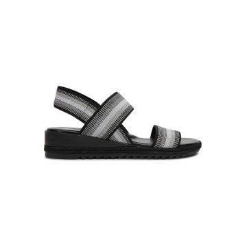 Sandale dama -  textil - negru - piele ecologica -